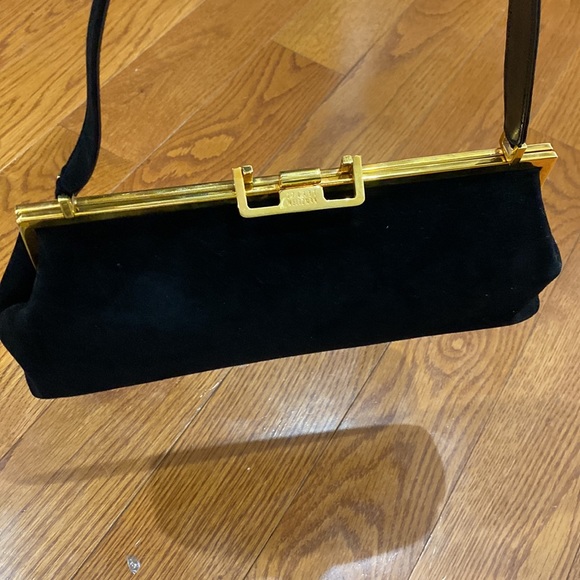 💕 Stuart weitzman black suede framus blasue dressy vintage handbag EUC  💕 - Picture 12 of 12